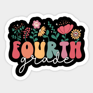 First Day Of 4th Grade Back To School Flower Sticker